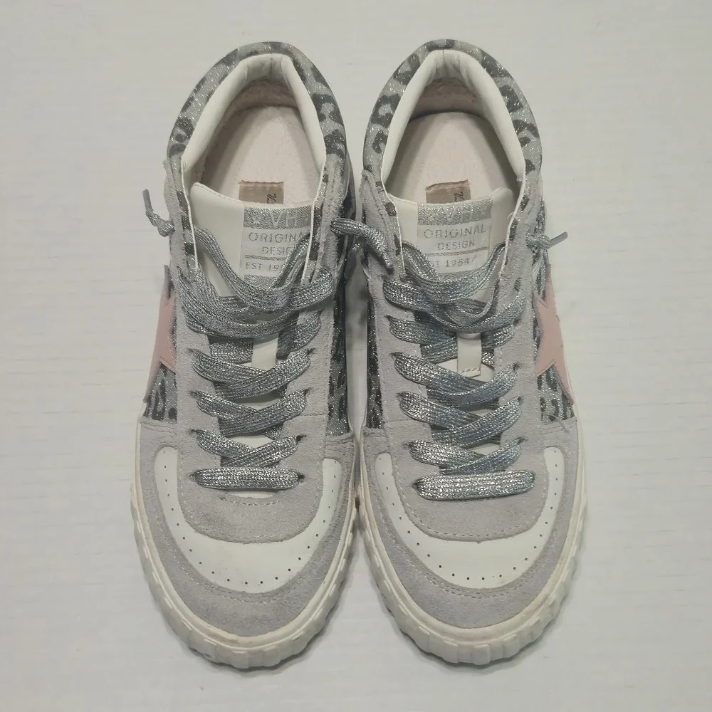 Vintage Havana Always High Top Silver Glitter‎ Cheetah Leopard Pink Star Size 7